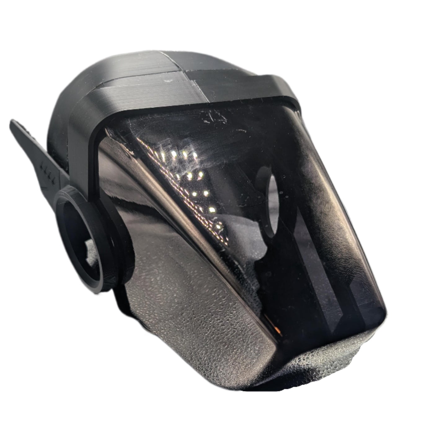 M16 Studios MK5 protogen head base shell, 3D printed, with PETG tinted visor, wide visor profile visible