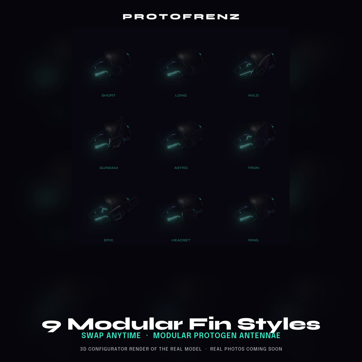 ProtoFrenz Protogen Fins — Modular Swap Antennae, Multiple Styles, ProtoFrenz Head Compatible, 3D Printed
