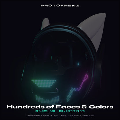 Protogen Head ProtoFrenz Cipher — NeoPixel LED, Fully Assembled, Boop Sensor, Fan, Power Bank | D-Lux