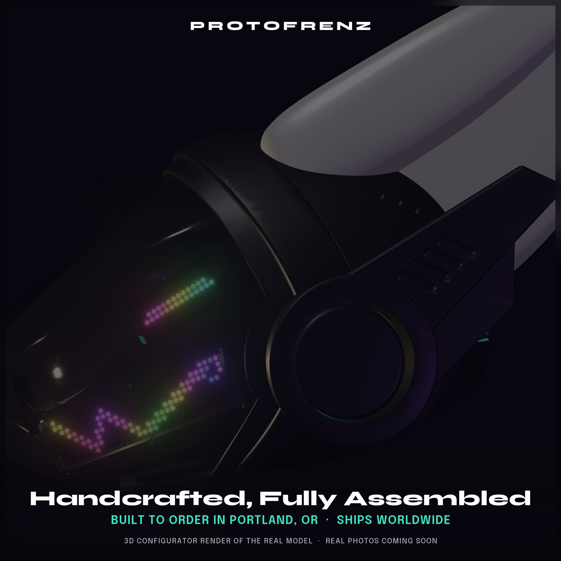 Protogen Head ProtoFrenz Cipher — NeoPixel LED, Fully Assembled, Boop Sensor, Fan, Power Bank | D-Lux