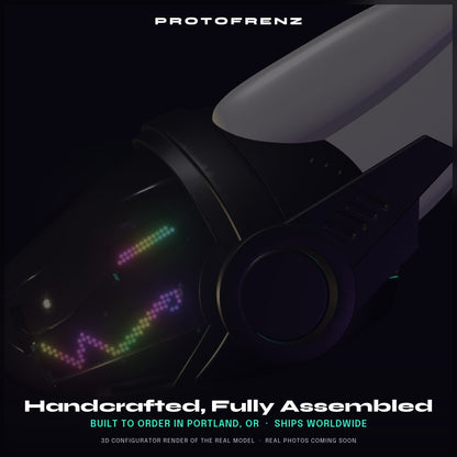 Protogen Head ProtoFrenz Cipher — NeoPixel LED, Fully Assembled, Boop Sensor, Fan, Power Bank | D-Lux
