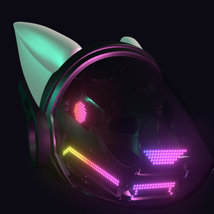 Protogen Head ProtoFrenz Cipher — NeoPixel LED, Fully Assembled, Boop Sensor, Fan, Power Bank | D-Lux