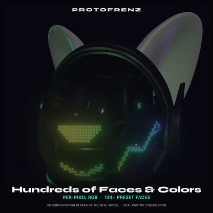 Protogen Head ProtoFrenz Iris — NeoPixel LED, Fully Assembled, Boop Sensor, Fan, Power Bank | D-Lux