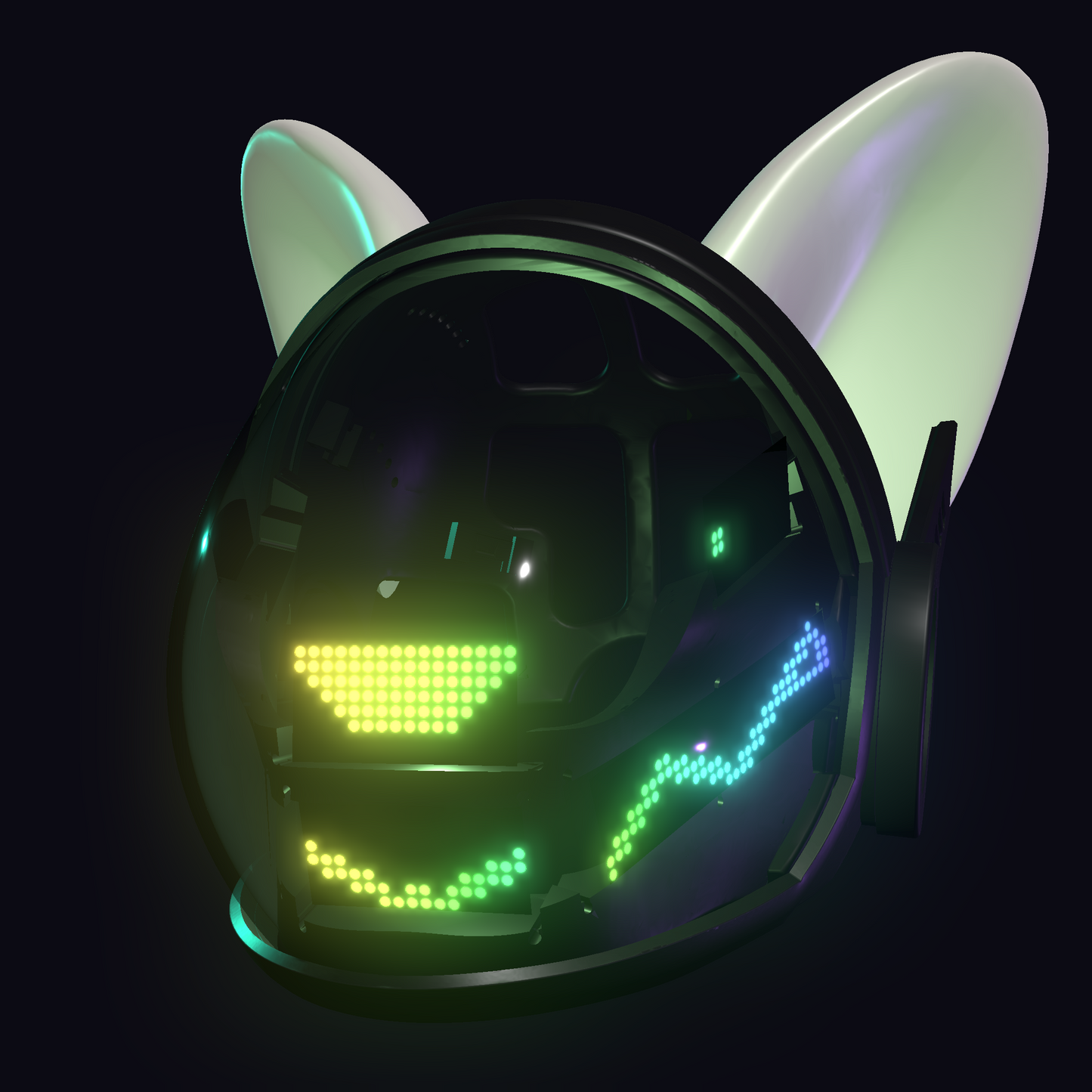 Protogen Head ProtoFrenz Iris — NeoPixel LED, Fully Assembled, Boop Sensor, Fan, Power Bank | D-Lux