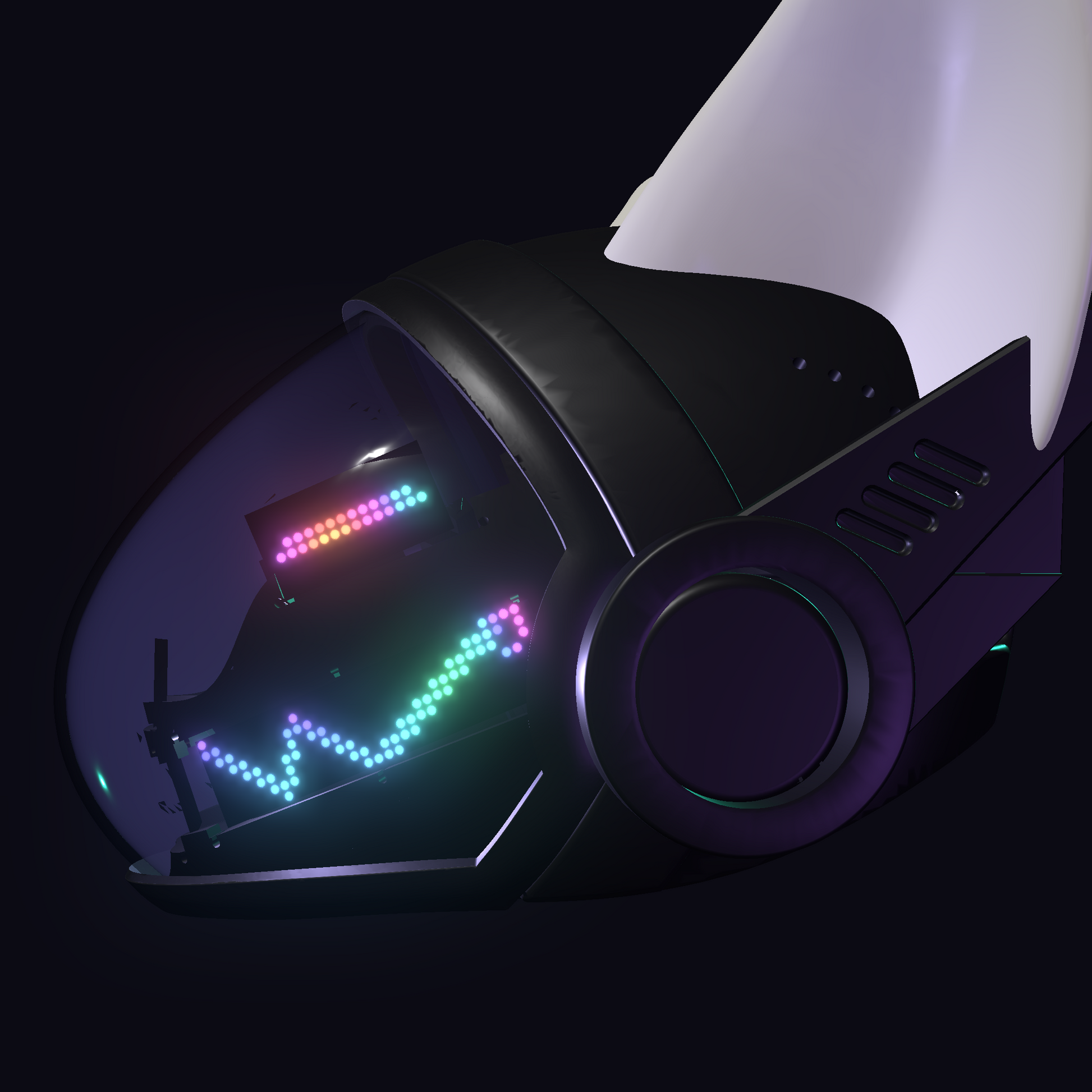 Protogen Head ProtoFrenz Iris — NeoPixel LED, Fully Assembled, Boop Sensor, Fan, Power Bank | D-Lux
