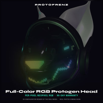 Protogen Head ProtoFrenz Nyx — NeoPixel LED, Fully Assembled, Boop Sensor, Fan, Power Bank | D-Lux