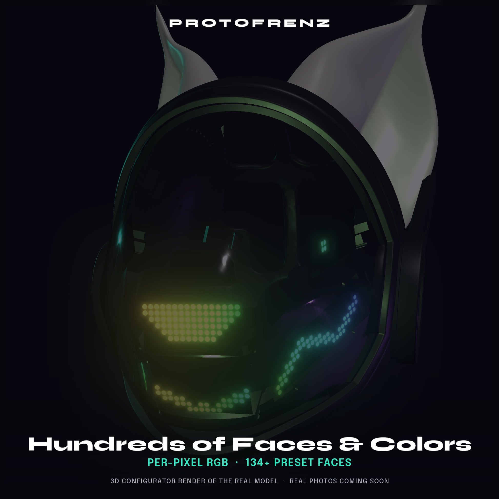 Protogen Head ProtoFrenz Nyx — NeoPixel LED, Fully Assembled, Boop Sensor, Fan, Power Bank | D-Lux