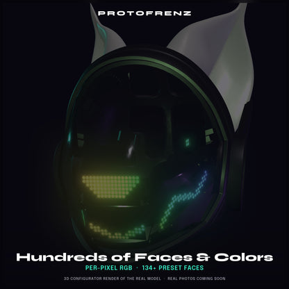 Protogen Head ProtoFrenz Nyx — NeoPixel LED, Fully Assembled, Boop Sensor, Fan, Power Bank | D-Lux