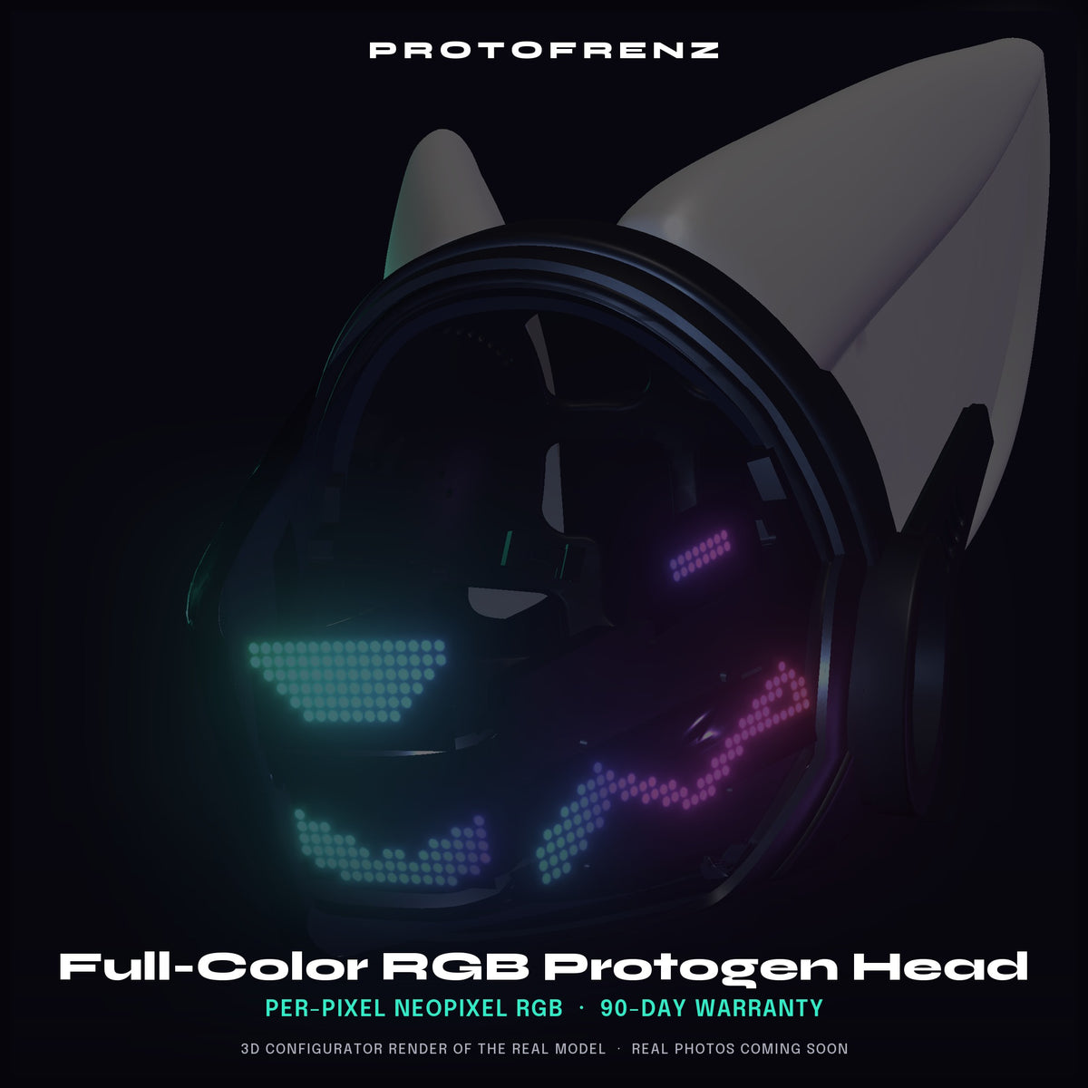 Protogen Head ProtoFrenz Vex — NeoPixel RGB, Power Bank Included, Boop Sensor, Talking Mouth, Fan | D-Lux Build