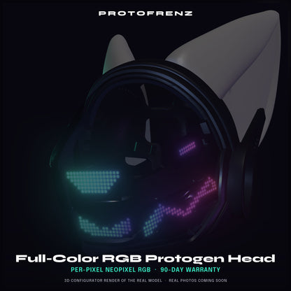 Protogen Head ProtoFrenz Vex — NeoPixel RGB, Power Bank Included, Boop Sensor, Talking Mouth, Fan | D-Lux Build