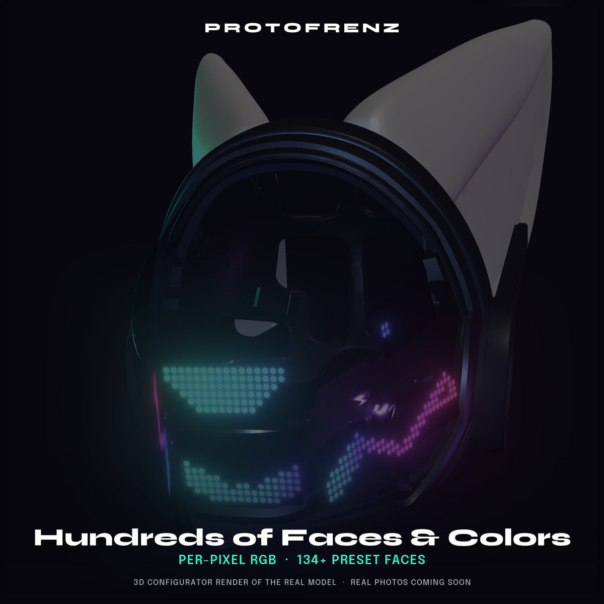 Protogen Head ProtoFrenz Vex — NeoPixel RGB, Power Bank Included, Boop Sensor, Talking Mouth, Fan | D-Lux Build