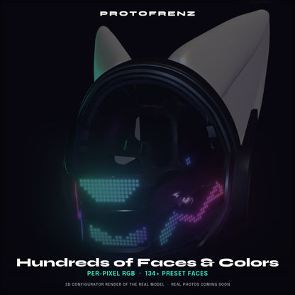 Protogen Head ProtoFrenz Vex — NeoPixel RGB, Power Bank Included, Boop Sensor, Talking Mouth, Fan | D-Lux Build