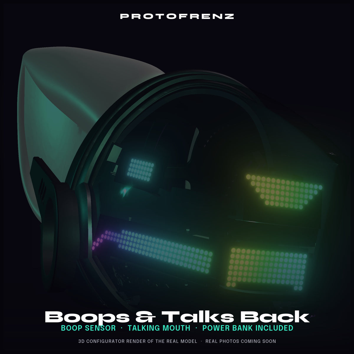 Protogen Head ProtoFrenz Vex — NeoPixel RGB, Power Bank Included, Boop Sensor, Talking Mouth, Fan | D-Lux Build