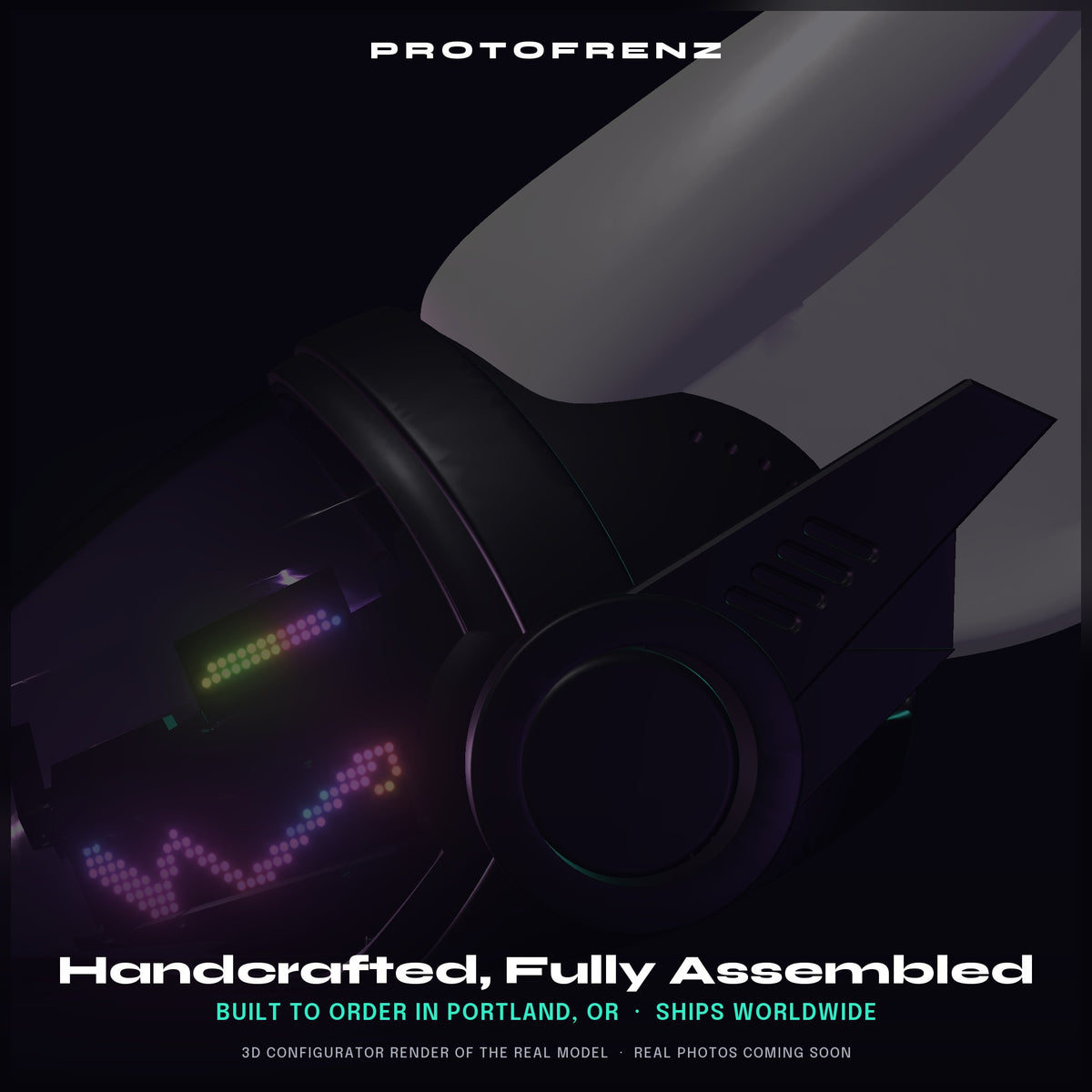 Protogen Head ProtoFrenz Vex — NeoPixel RGB, Power Bank Included, Boop Sensor, Talking Mouth, Fan | D-Lux Build
