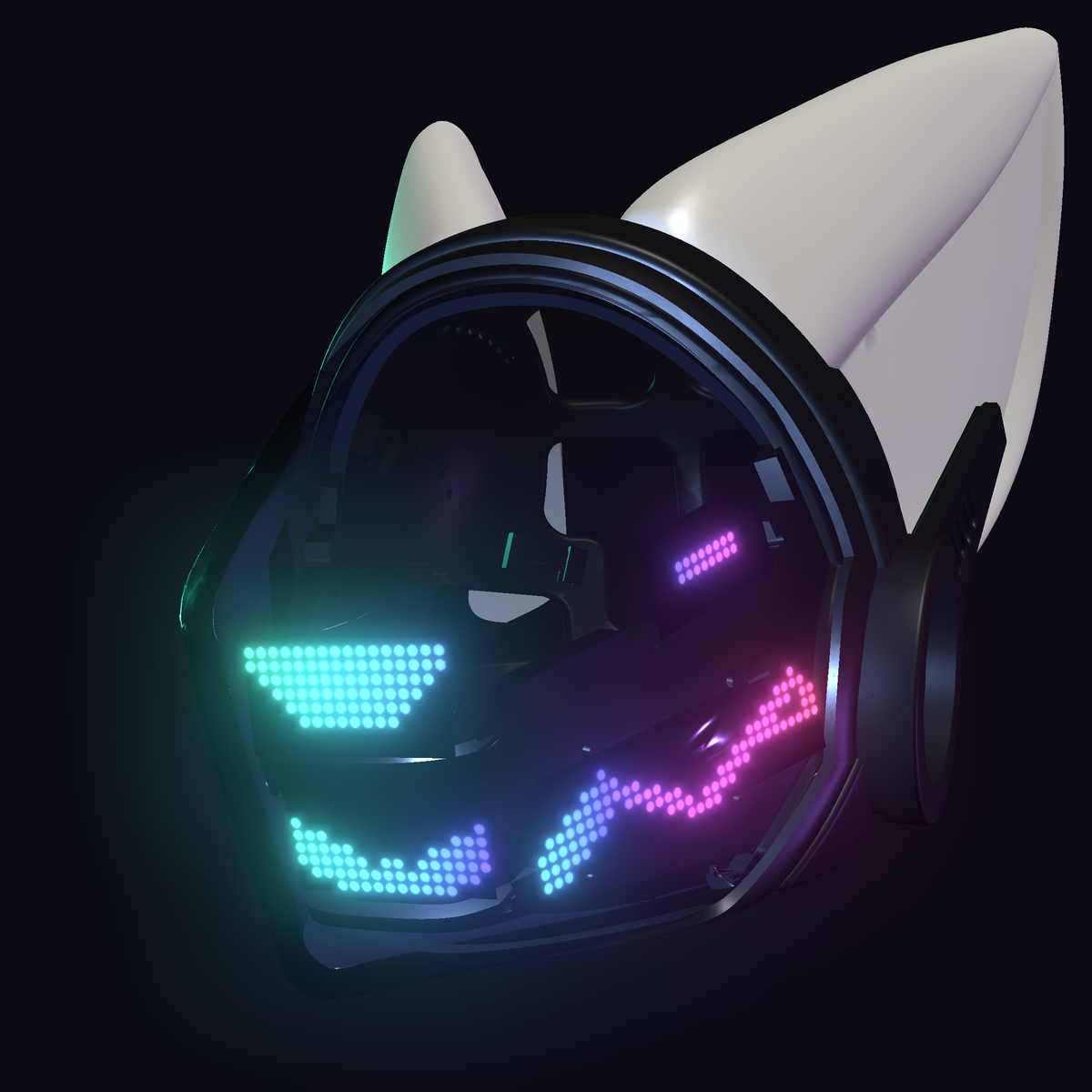 Protogen Head ProtoFrenz Vex — NeoPixel RGB, Power Bank Included, Boop Sensor, Talking Mouth, Fan | D-Lux Build