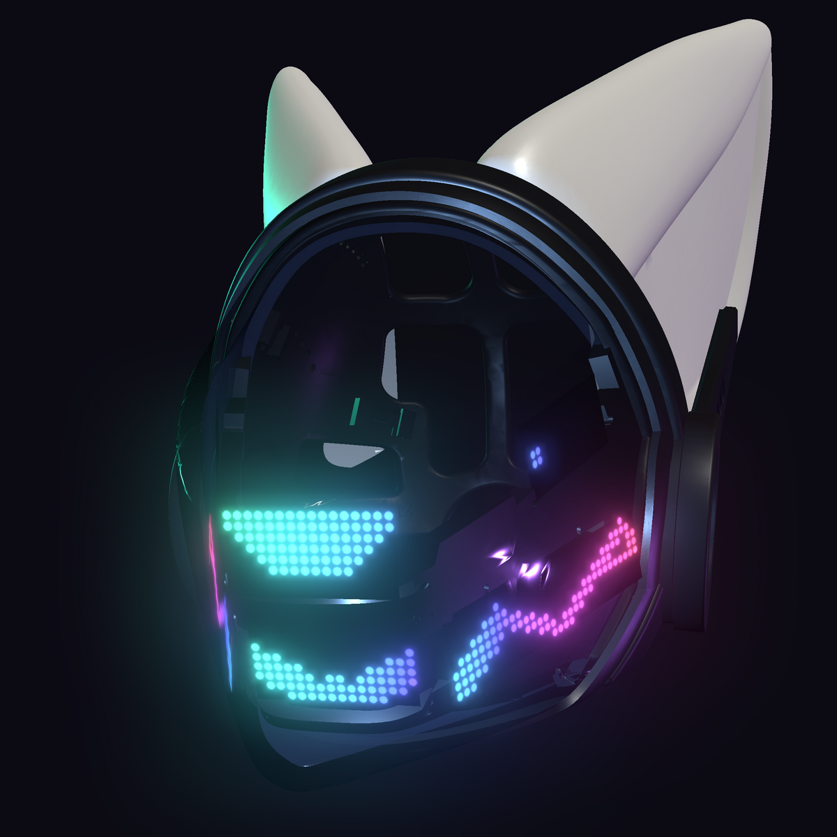 Protogen Head ProtoFrenz Vex — NeoPixel RGB, Power Bank Included, Boop Sensor, Talking Mouth, Fan | D-Lux Build