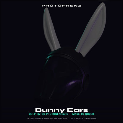 Bunny Ears Protogen Fursuit Cosplay — 3D Printed Stylized, TPU or PLA, Fits Protogen Head Base