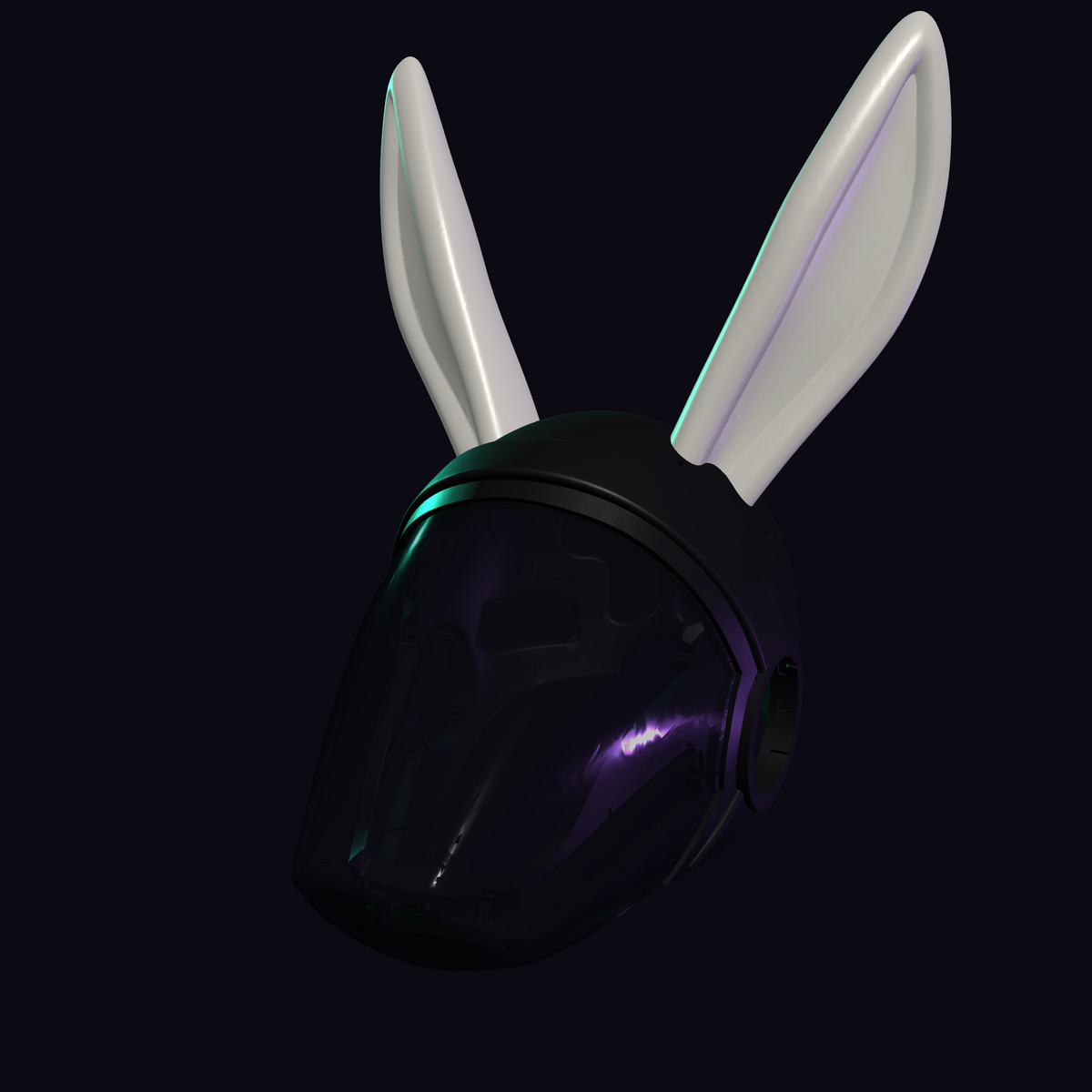 Bunny Ears Protogen Fursuit Cosplay — 3D Printed Stylized, TPU or PLA, Fits Protogen Head Base