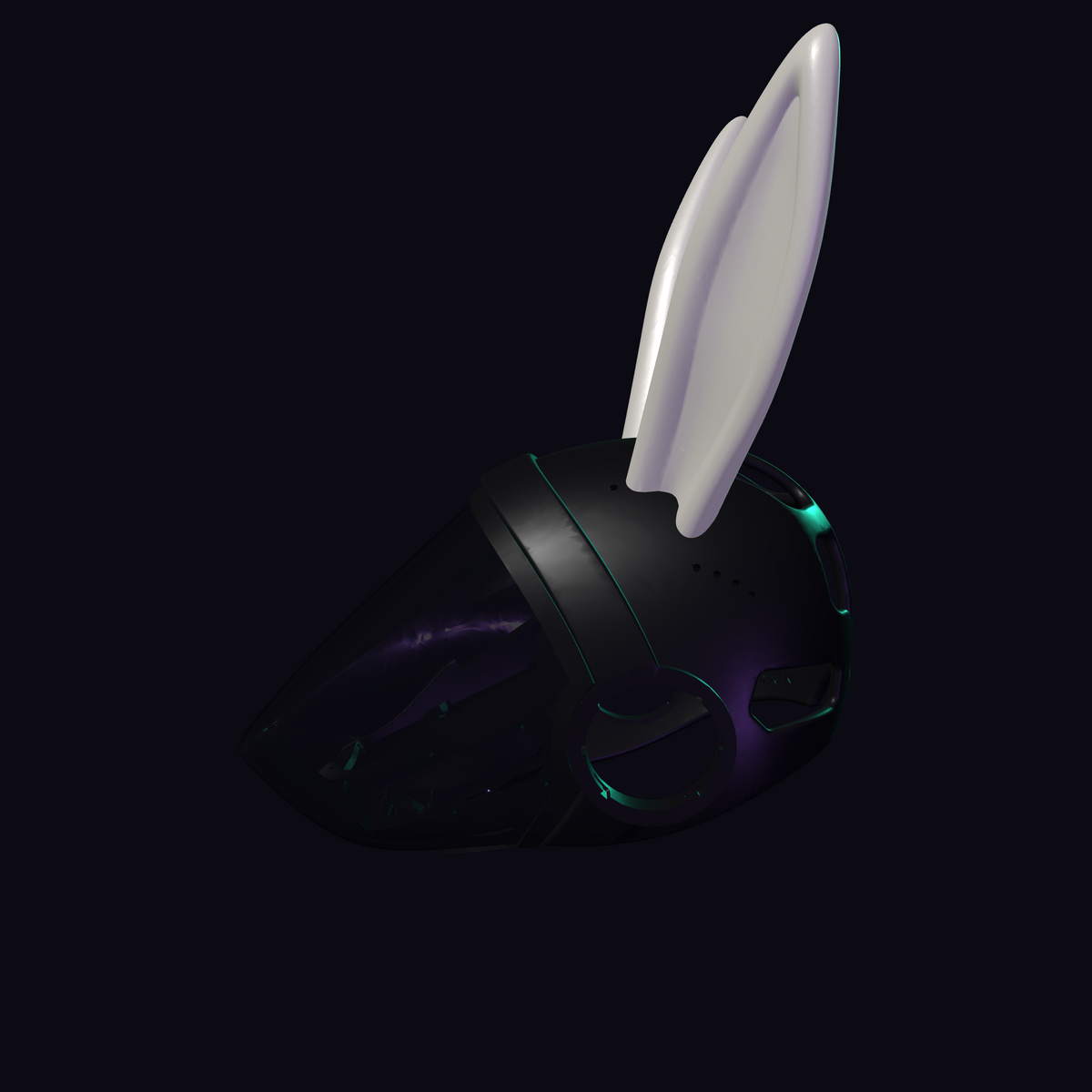Bunny Ears Protogen Fursuit Cosplay — 3D Printed Stylized, TPU or PLA, Fits Protogen Head Base