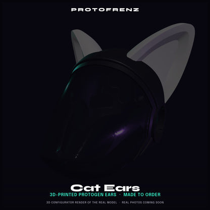 Cat Ears Protogen Fursuit Cosplay — 3D Printed Kitten Style, TPU or PLA, Fits Protogen Head Base