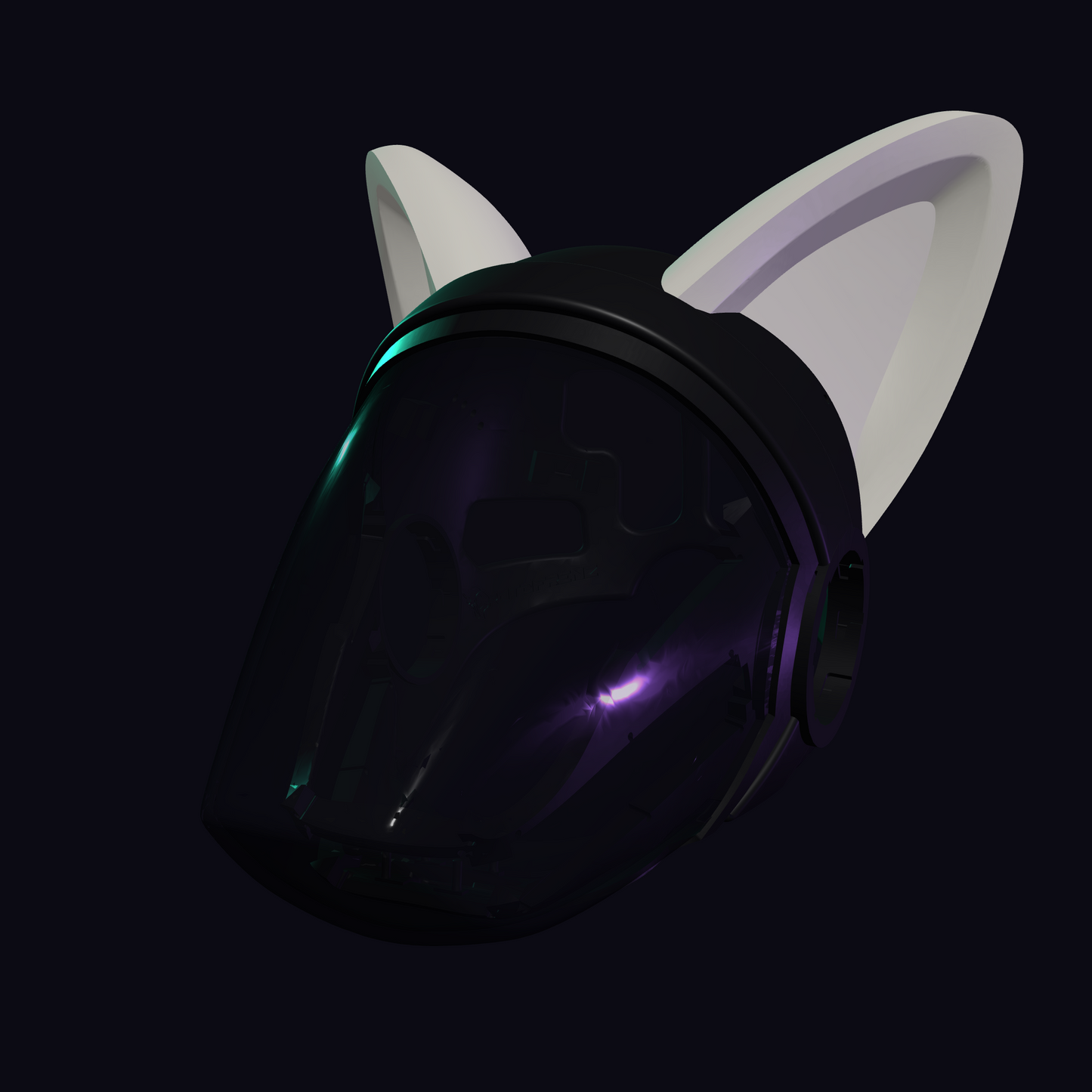 Cat Ears Protogen Fursuit Cosplay — 3D Printed Kitten Style, TPU or PLA, Fits Protogen Head Base