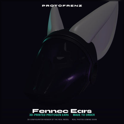 Fennec Fox Ears Protogen Fursuit Cosplay — 3D Printed Stylized, TPU or PLA, Fits Protogen Head Base