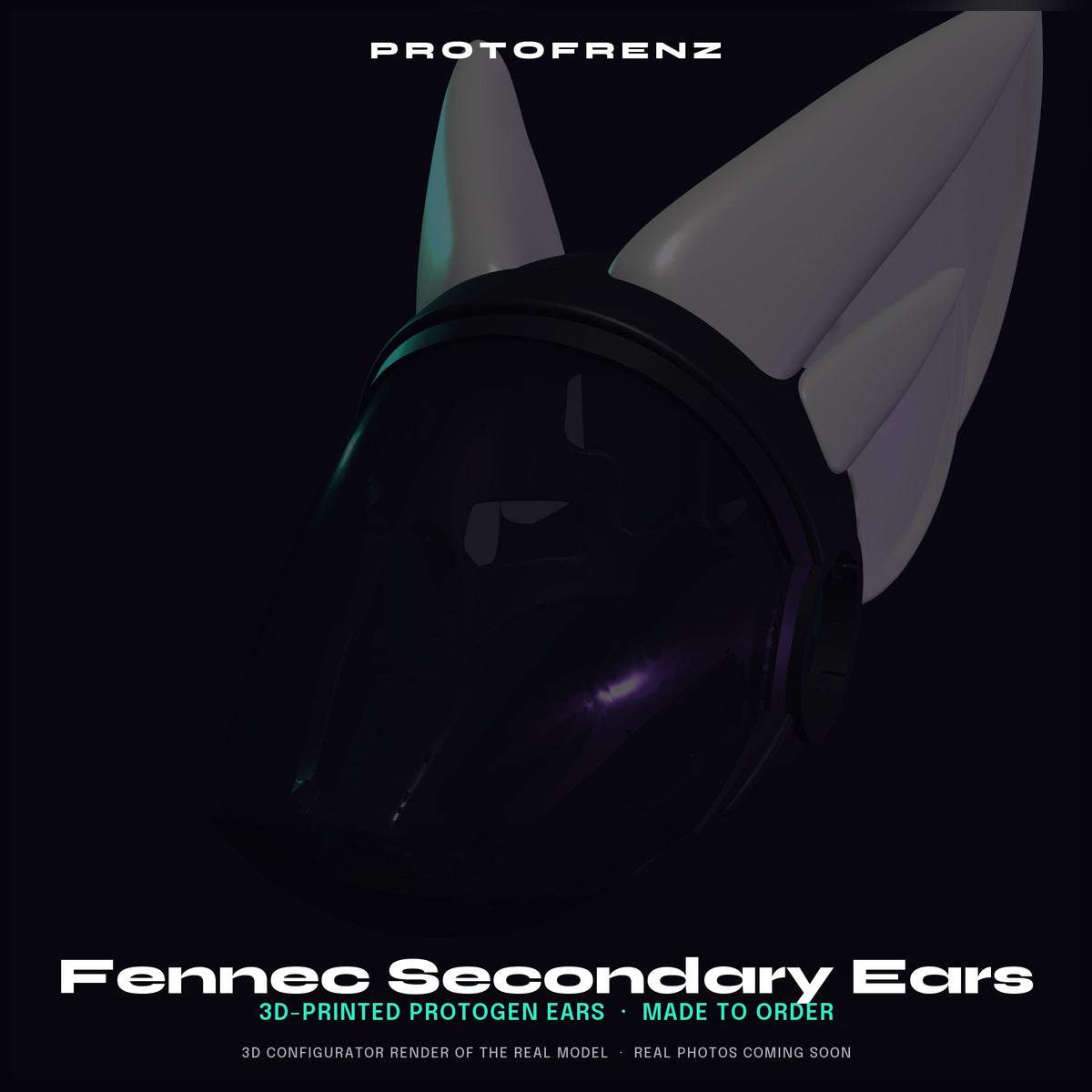 Fennec Fox Secondary Ears Protogen Fursuit Cosplay — 3D Printed, TPU or PLA, Fits ProtoFrenz Head Base Dual Ear Mounts