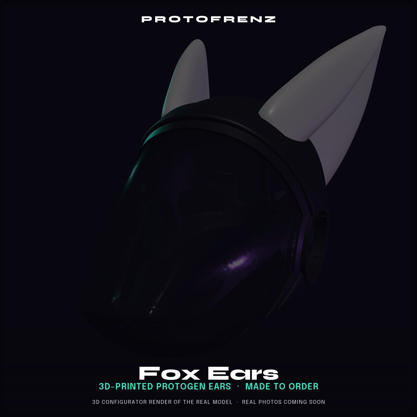 Fox Ears Protogen Fursuit Cosplay — 3D Printed Stylized, TPU or PLA, Fits Protogen Head Base