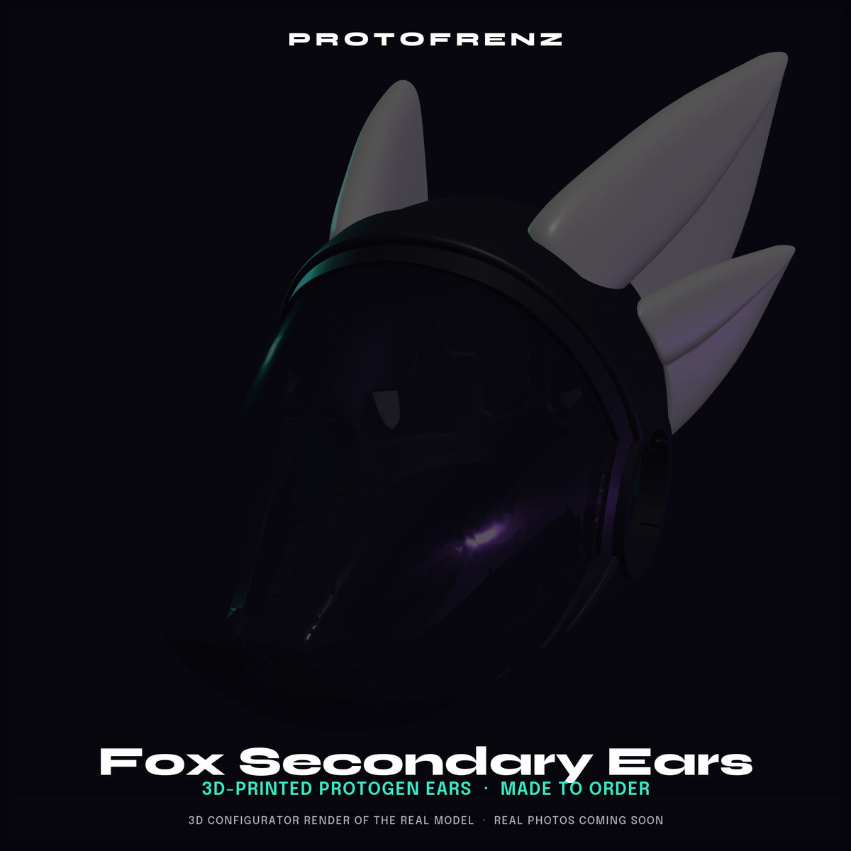 Fox Secondary Ears Protogen Fursuit Cosplay — 3D Printed, TPU or PLA, Fits ProtoFrenz Head Base Dual Ear Mounts