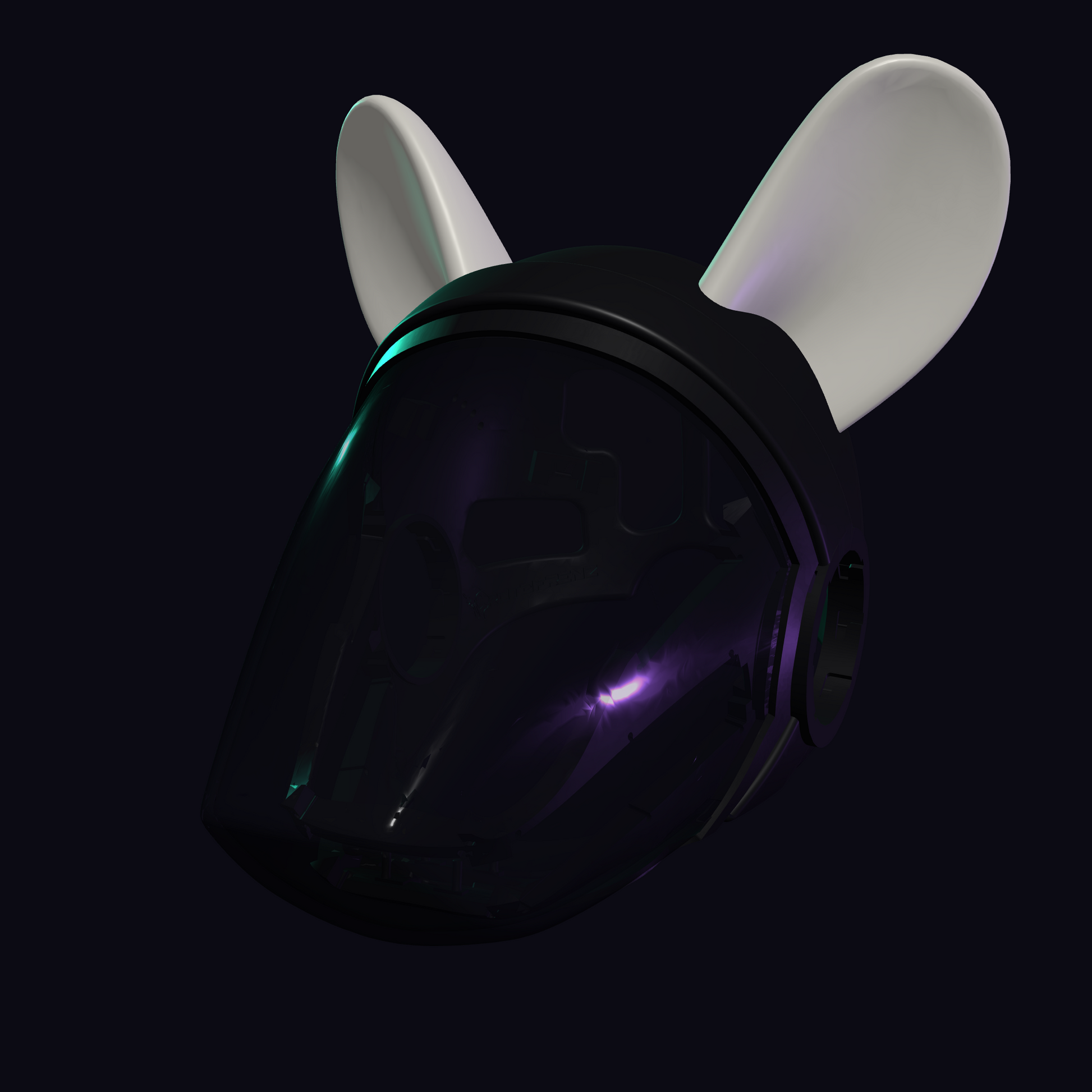 Mouse Ears Protogen Fursuit Cosplay — 3D Printed Stylized, TPU or PLA, Fits Protogen Head Base