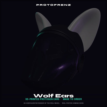 Wolf Ears Protogen Fursuit Cosplay — 3D Printed Stylized, TPU or PLA, Fits Protogen Head Base
