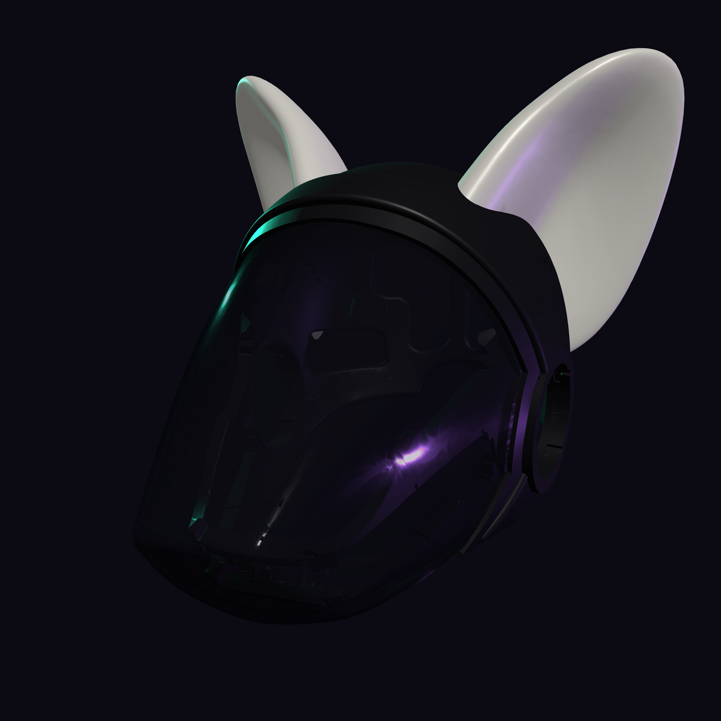 Wolf Ears Protogen Fursuit Cosplay — 3D Printed Stylized, TPU or PLA, Fits Protogen Head Base