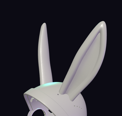Bunny Ears Protogen Fursuit Cosplay — 3D Printed Stylized, TPU or PLA, Fits Protogen Head Base