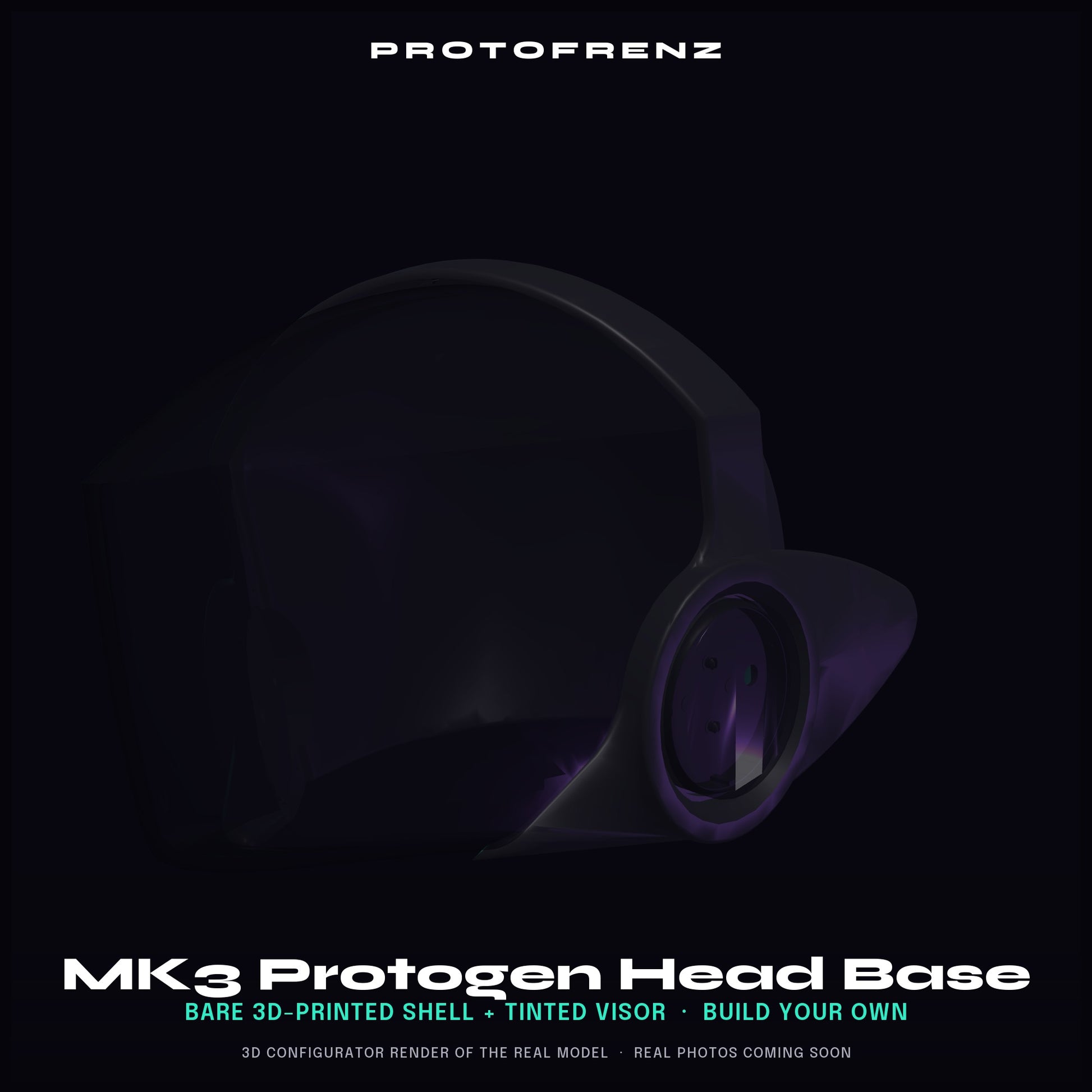 Protogen Head Base MK3 ProtoFrenz — 3D Printed, Fursuit Head, Full-Color Panel & LED Matrix Compatible, Legacy