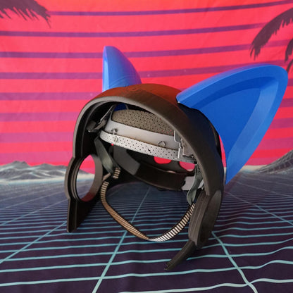 Pair of 3D printed cat ears for protogen fursuit, clean pointed triangle shape, shown from front