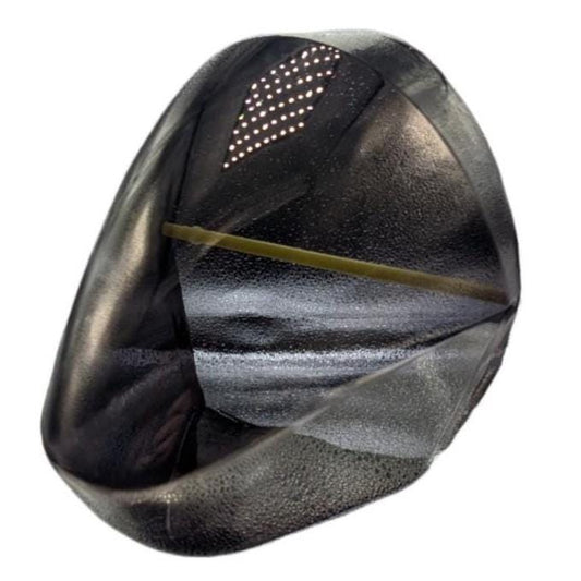 M16 Studios MK2 protogen PETG tinted visor lens, replacement part, shown from front