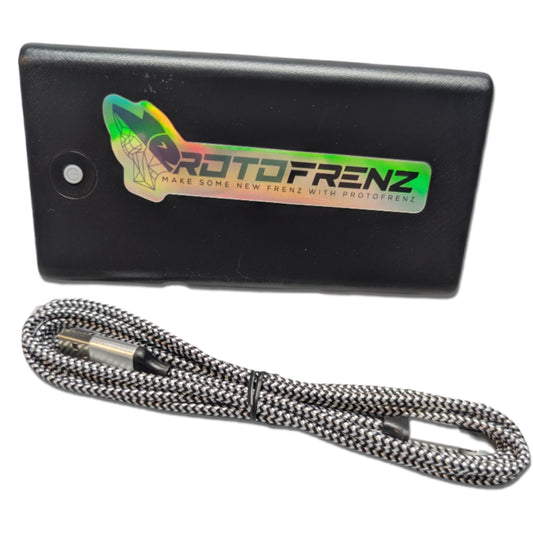ProtoFrenz 10,000mAh power bank with USB-C connector and 6ft cable, shown on neutral background