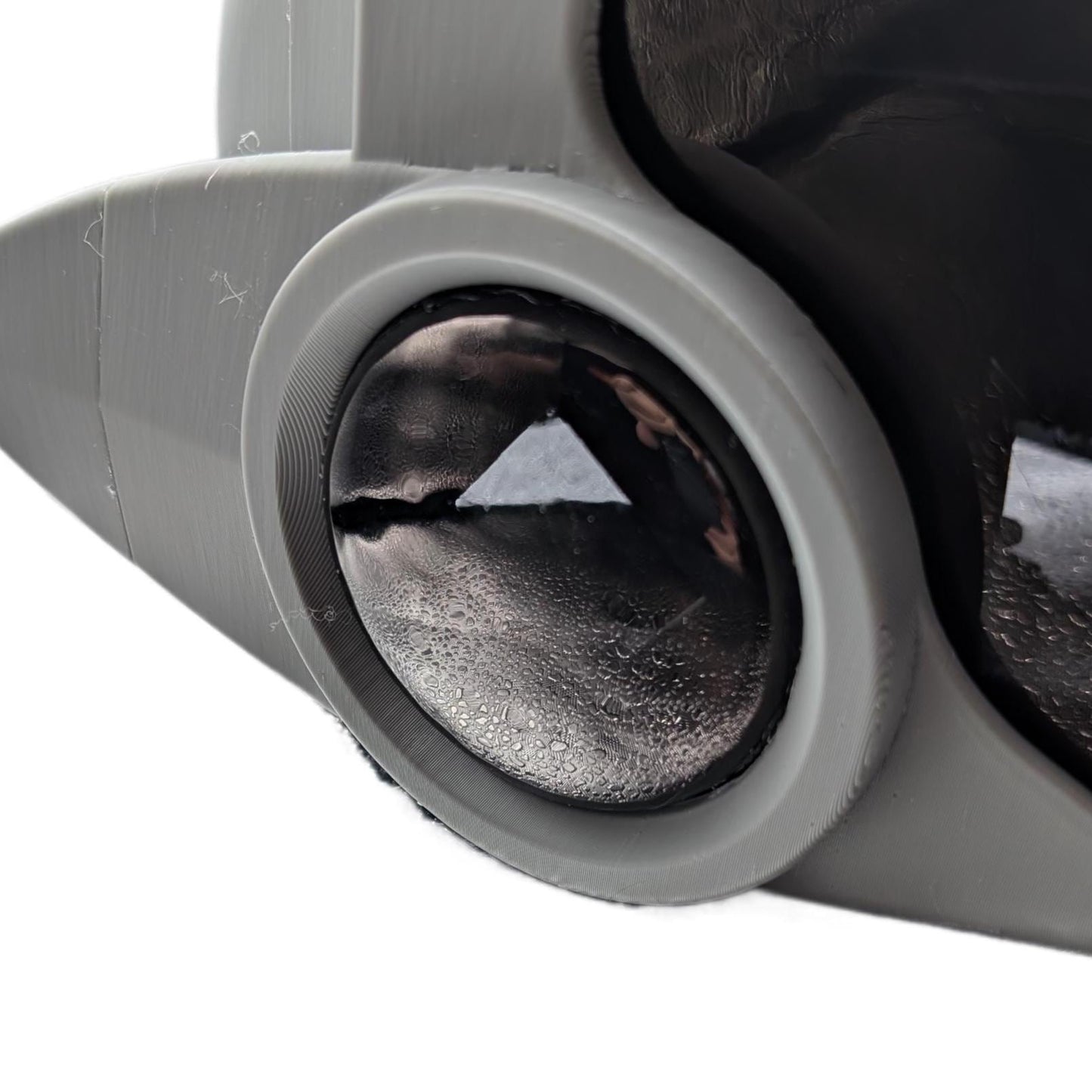 Pair of 3D printed protogen cheek bubble panels for M16 Studios legacy heads, shown flat from front