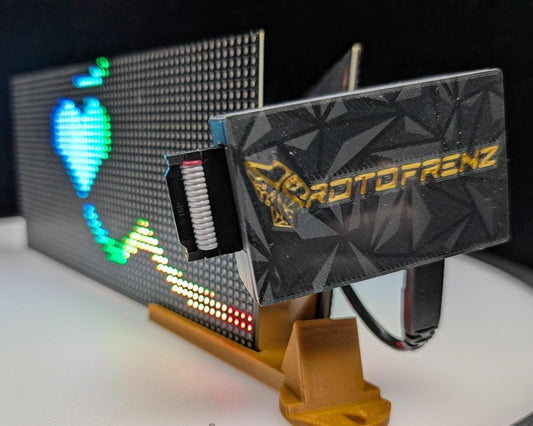 Huidu WF1 protogen electronics kit with HUB75 P3 LED display panels and controller, components laid flat