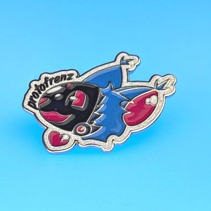 protofrenz-strawberry-pin-cute-15-88613 protogen fursuit head, rear 3/4 angle showing back panel and ports