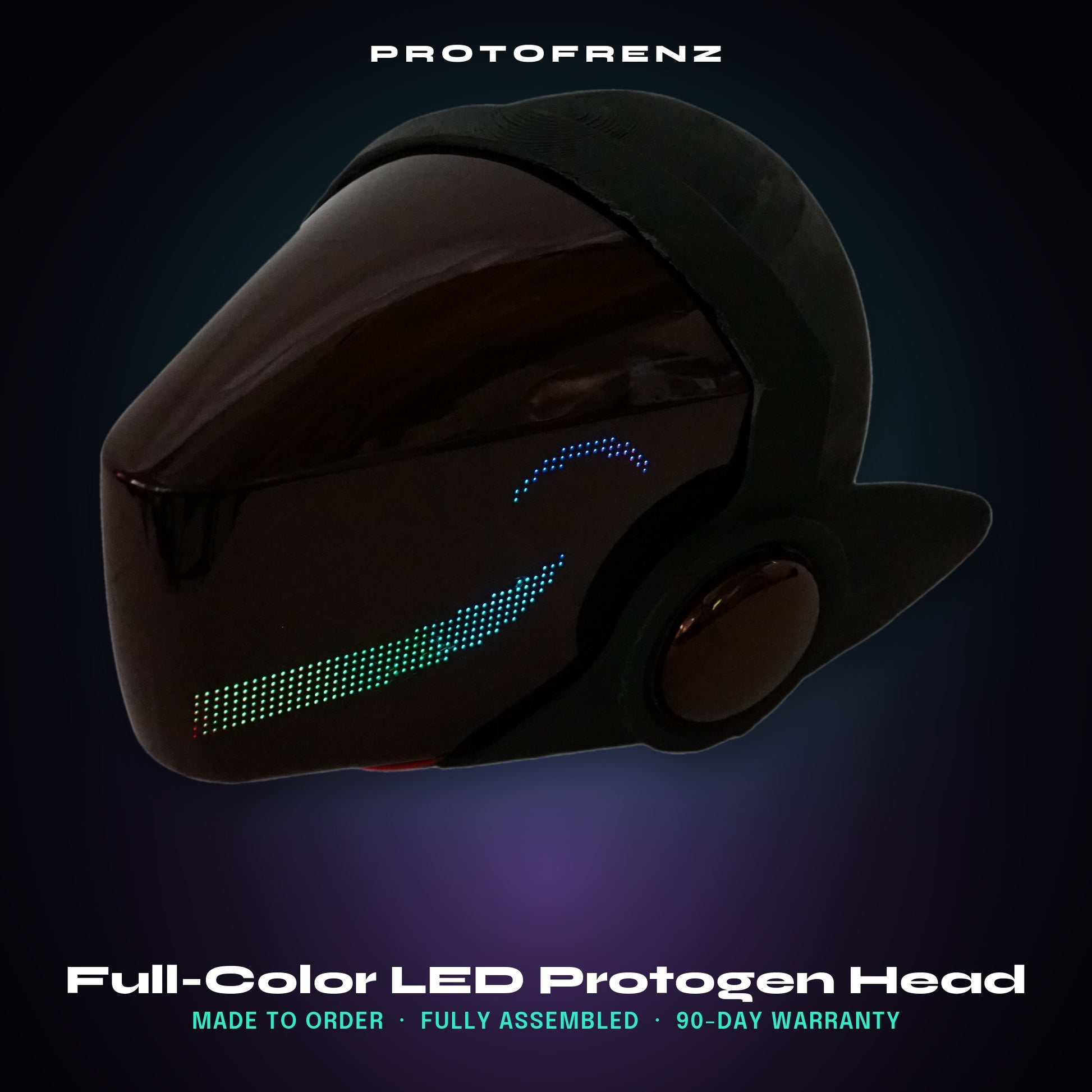 Protogen Head MK3 Starter Kit ProtoFrenz — WF1 Full-Color LED Panel, Fully Assembled, App Controlled, Fursuit Head