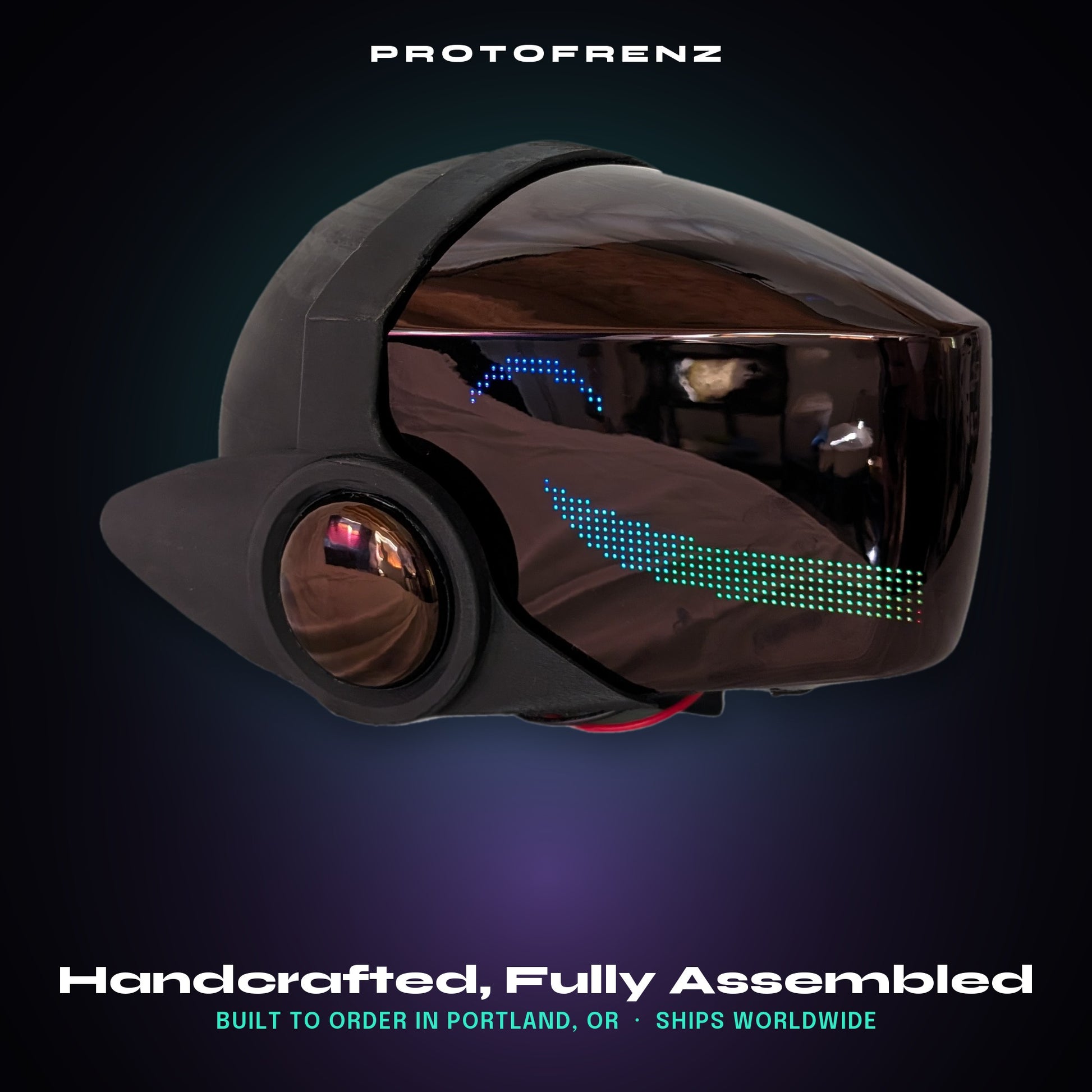 Protogen Head MK3 Starter Kit ProtoFrenz — WF1 Full-Color LED Panel, Fully Assembled, App Controlled, Fursuit Head
