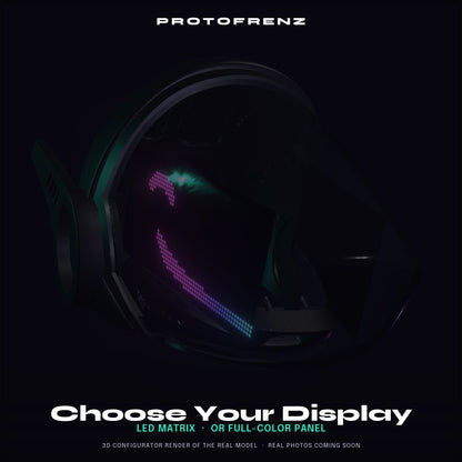 Protogen Head ProtoFrenz Cipher — Boop Sensor, Talking Mouth, Fan, LED Matrix or Full-Color Panel | Studio Build