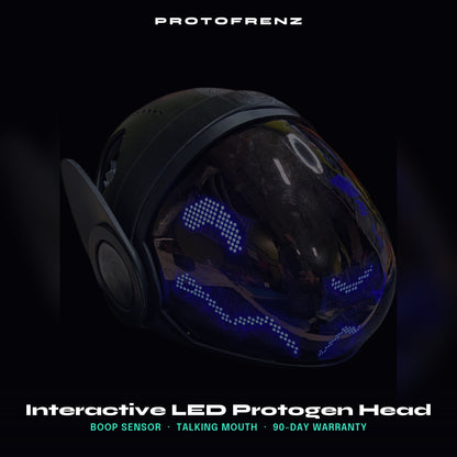 Protogen Head ProtoFrenz Iris — Boop Sensor, Talking Mouth, Fan, LED Matrix | Studio Build