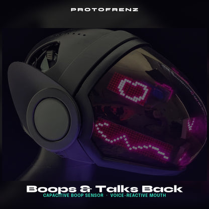 Protogen Head ProtoFrenz Iris — Boop Sensor, Talking Mouth, Fan, LED Matrix | Studio Build