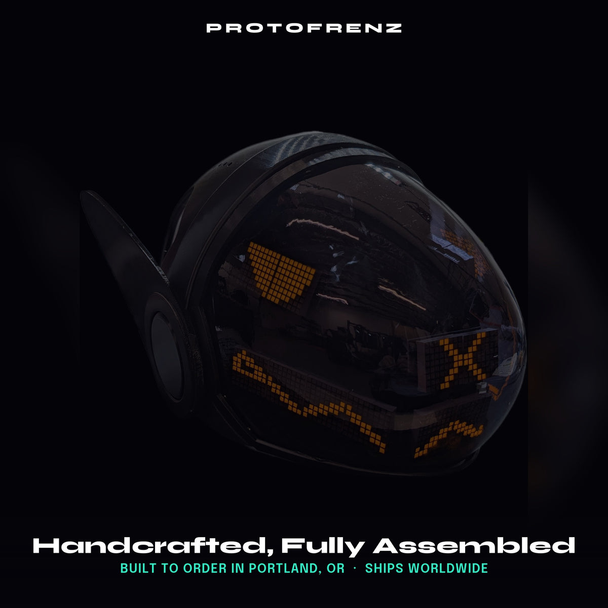 Protogen Head ProtoFrenz Iris — Boop Sensor, Talking Mouth, Fan, LED Matrix | Studio Build