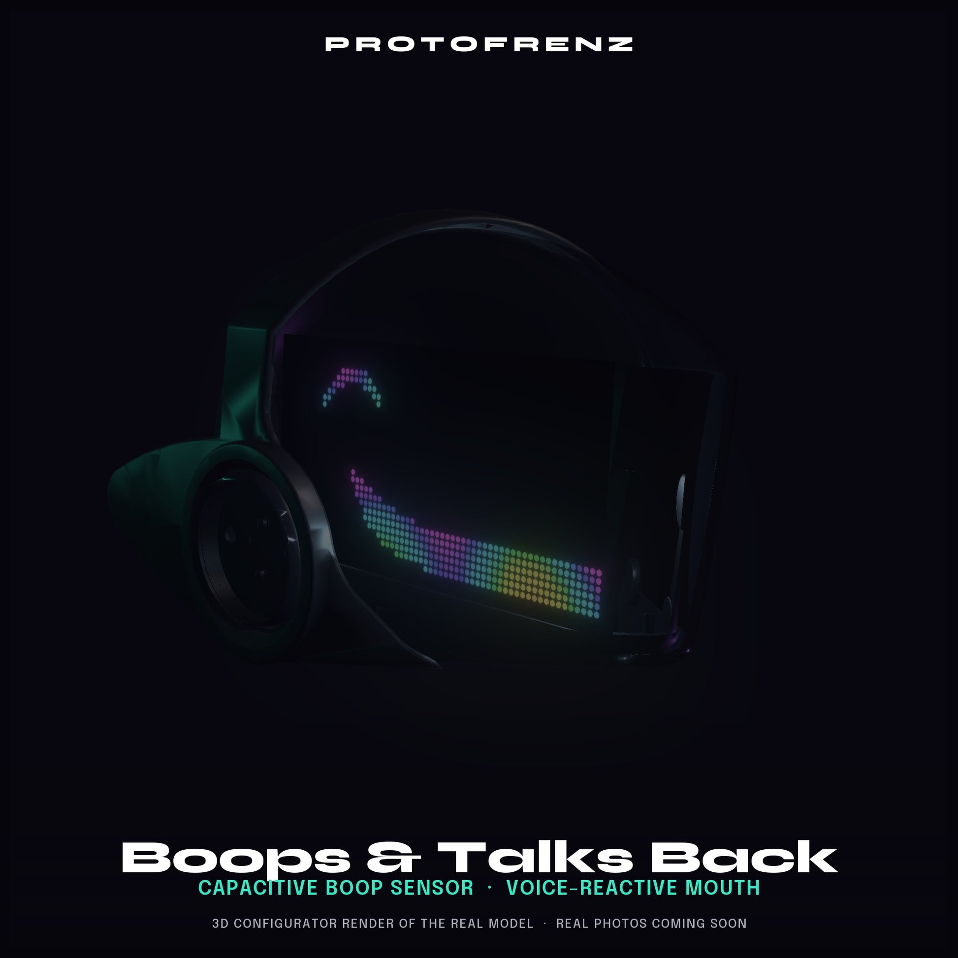 Protogen Head MK3 ProtoFrenz Studio — LED Matrix or Full-Color Panel, Boop Sensor, Talking Mouth, Sensor Kit