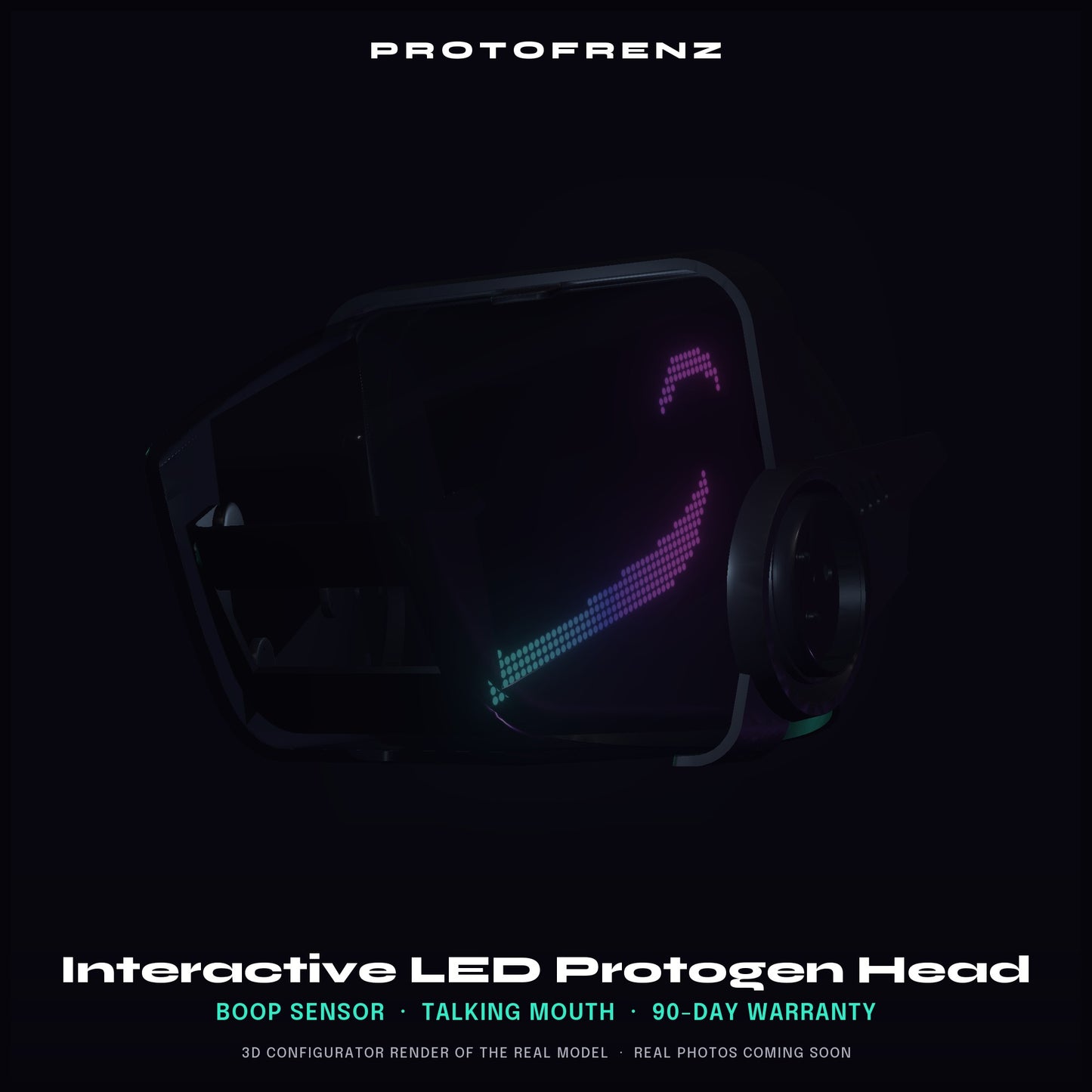 Protogen Head MK5 ProtoFrenz Studio — LED Matrix or Full-Color Panel, Boop Sensor, Talking Mouth, Sensor Kit