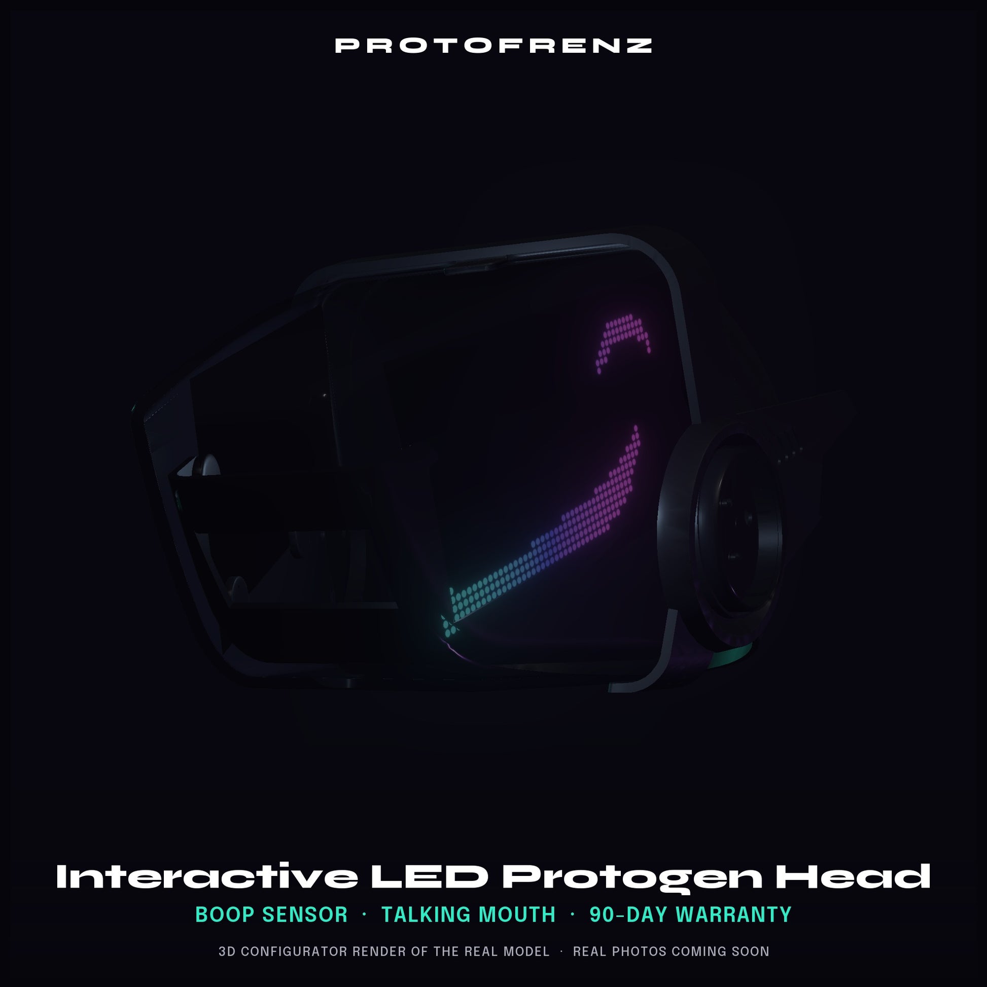 Protogen Head MK5 ProtoFrenz Studio — LED Matrix or Full-Color Panel, Boop Sensor, Talking Mouth, Sensor Kit