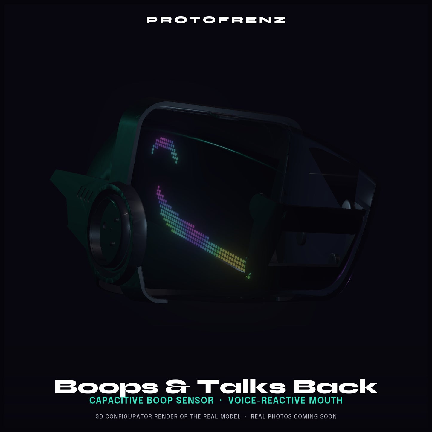 Protogen Head MK5 ProtoFrenz Studio — LED Matrix or Full-Color Panel, Boop Sensor, Talking Mouth, Sensor Kit